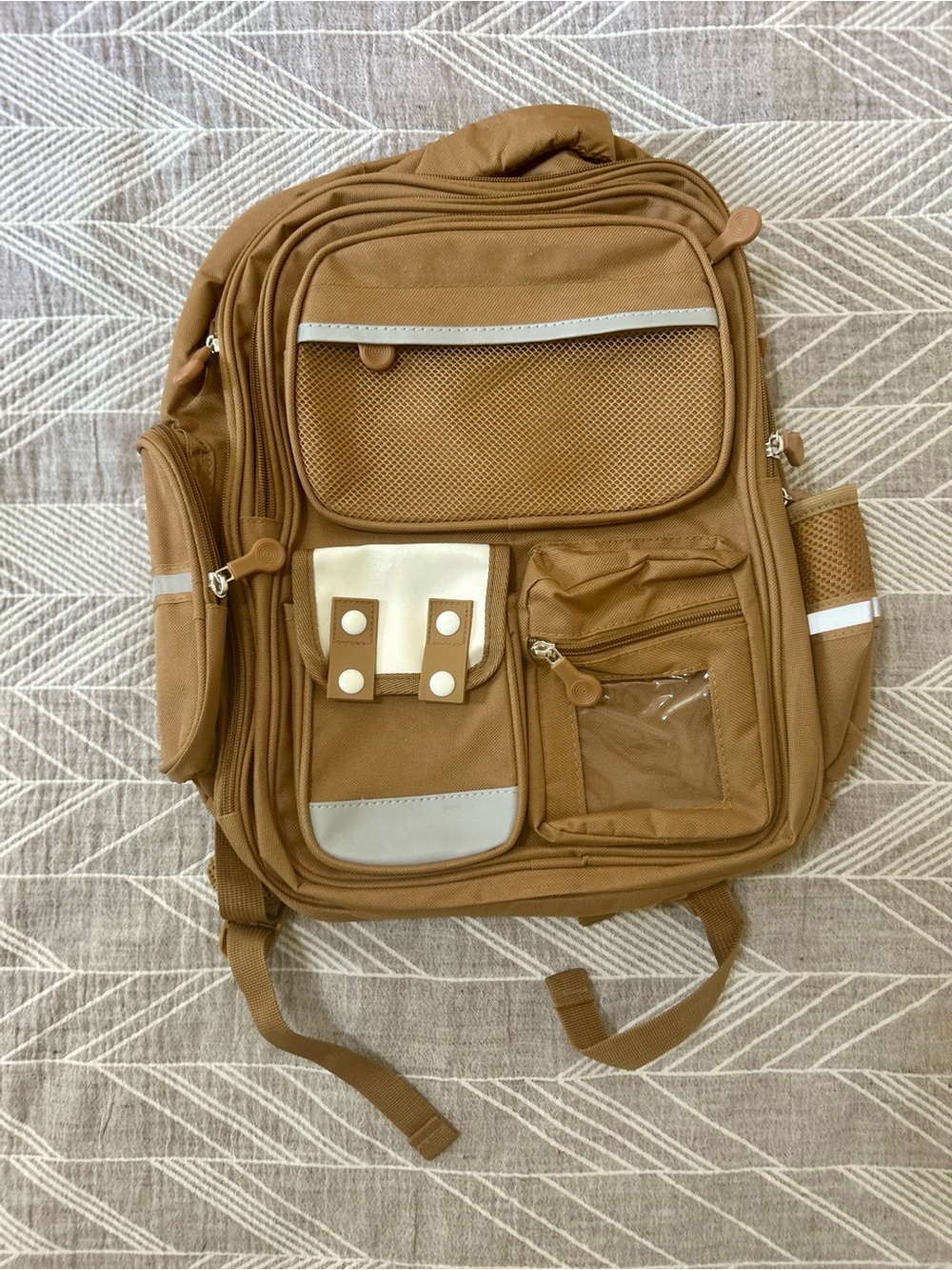 Khaki Tan Multi Pocket Heavy Duty Laptop School Travel Backpack NWOT